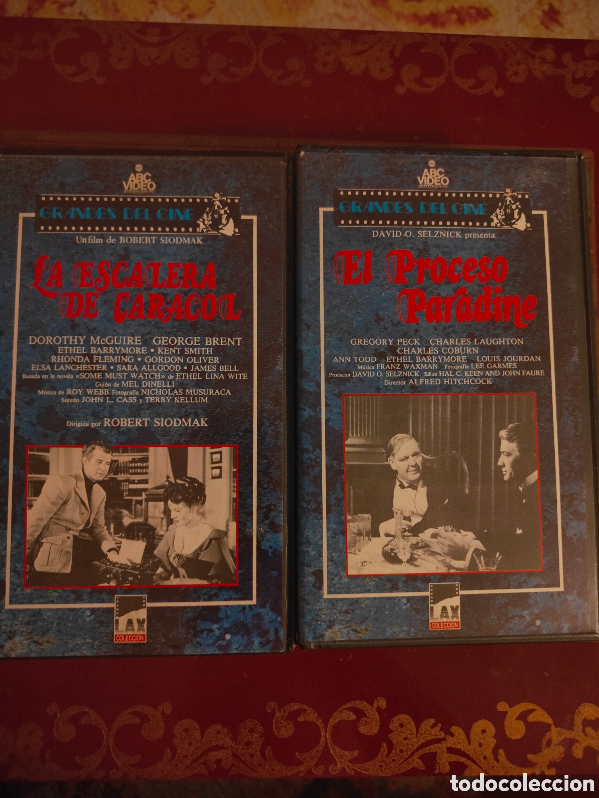 Cine: Lote 2 VHS Suspense Cl&aacute;sico A&ntilde;os 40: Hitchcock (El Proceso Paradine) + Siodmak Escalera de Caracol