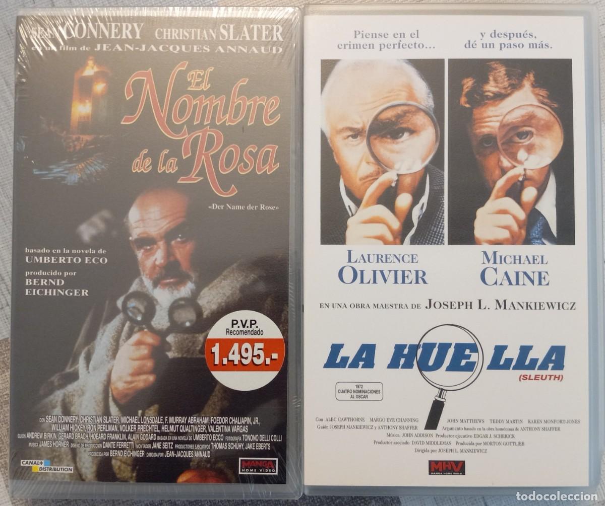 Cine: Lote VHS PEL&Iacute;CULAS DETECTIVESCAS: EL NOMBRE DE LA ROSA + LA HUELLA