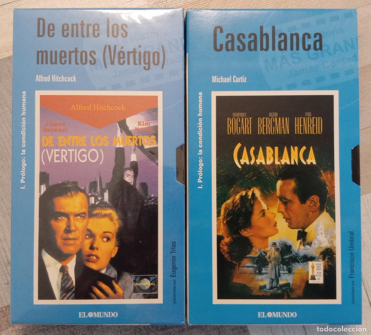Cine: Lote VHS OBRAS MAESTRAS: V&Eacute;RTIGO (DE ENTRE LOS MUERTOS) + CASABLANCA
