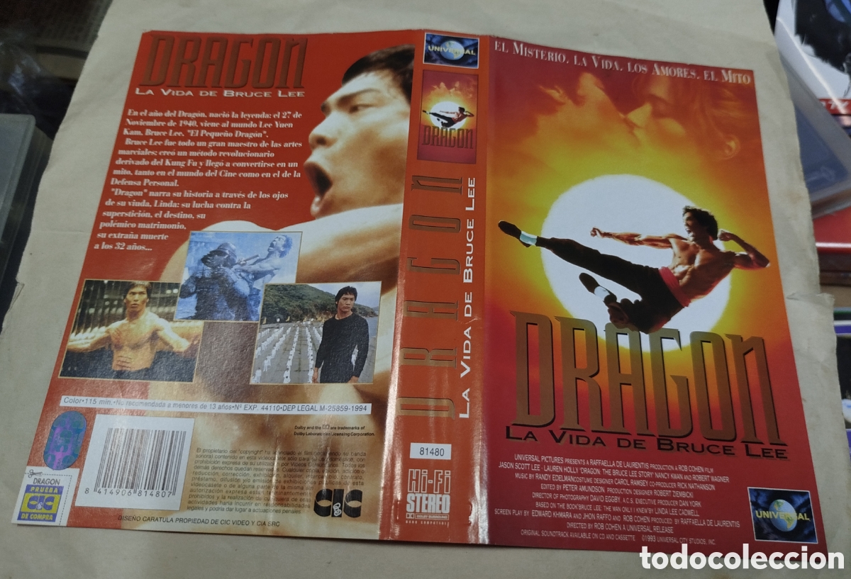 Cine: Drag&oacute;n.la vida de Bruce Lee. SOLO CAR&Aacute;TULA. VHS
