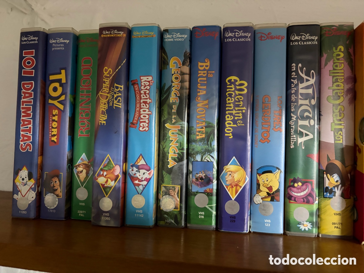 Cine: Lote 11 VHS originales Disney Toy story 101 d&aacute;lmatas robin hood rescatadores basil Merl&iacute;n encantador