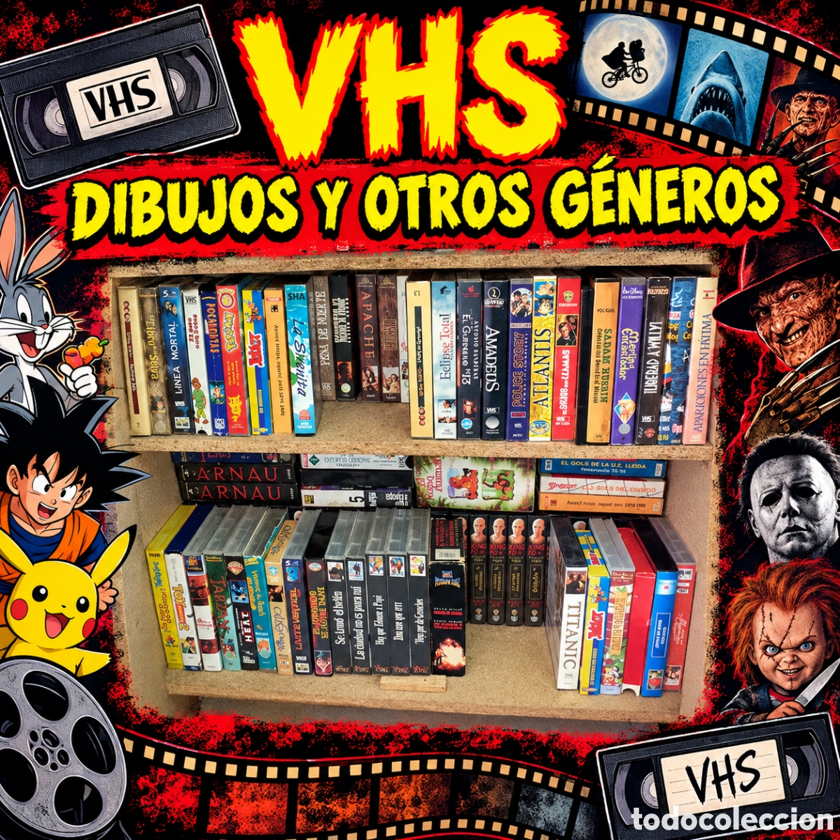 Cinema: Lote de 90 cintas VHS &ndash; Dibujos, pel&iacute;culas y otros g&eacute;neros &ndash; Coleccionismo Retro