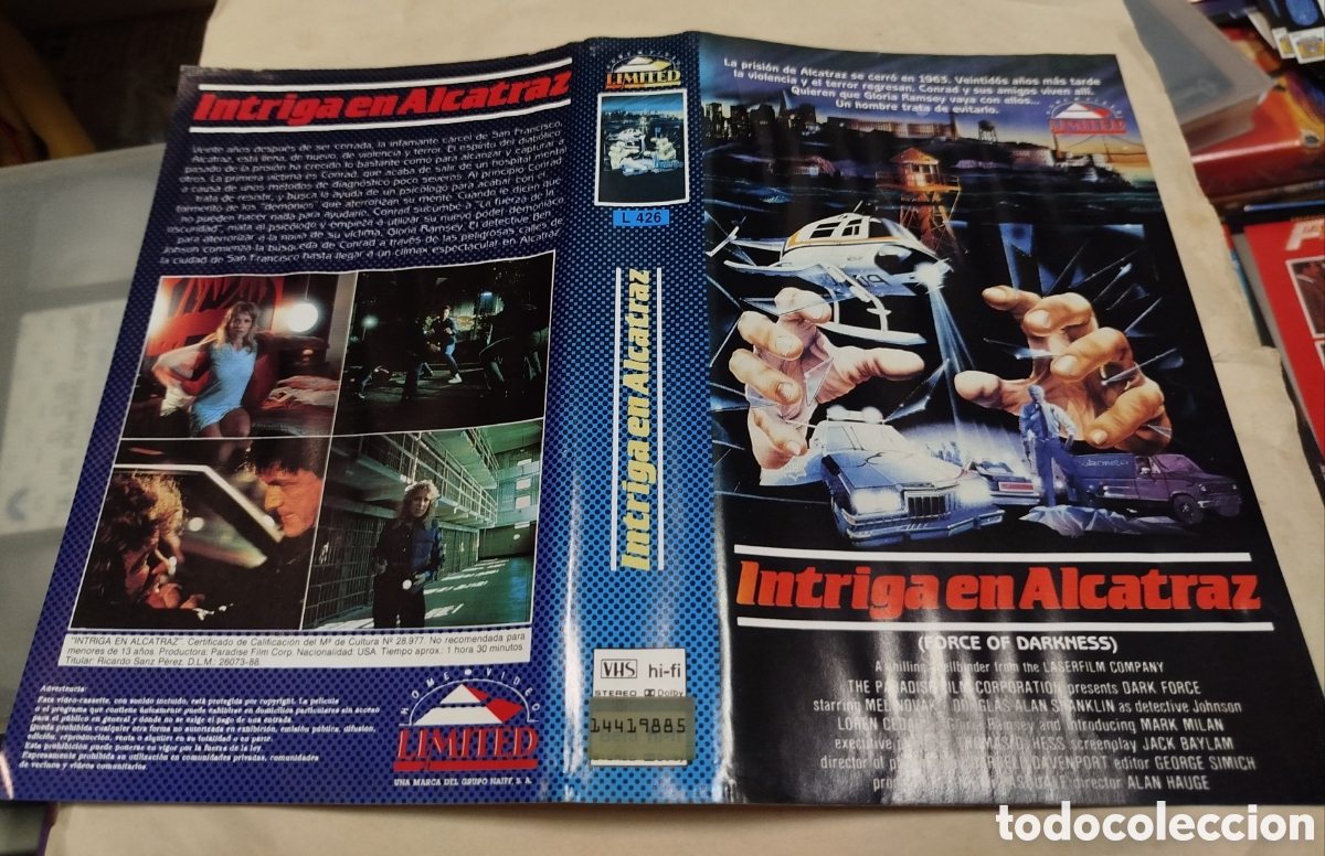 Cine: Intriga en Alcatraz. SOLO CAR&Aacute;TULA. VHS