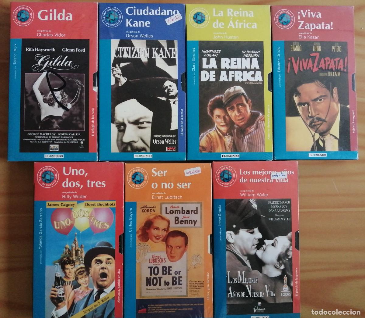 Cine: 7 VHS - PEL&Iacute;CULAS CL&Aacute;SICAS - GILDA, CIUDADANO KANE, VIVA ZAPATA, LA REINA DE &Aacute;FRICA, SER O NO SER...