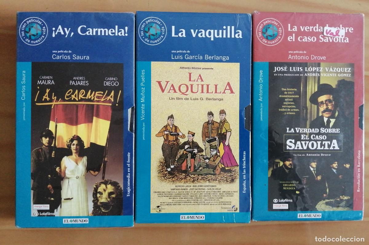 Kino: 3 VHS - PEL&Iacute;CULAS ESPA&Ntilde;OLAS- &iexcl;AY CARMELA, LA VAQUILLA, LA VERDAD SOBRE EL CASO SAVOLTA - PRECINTADAS
