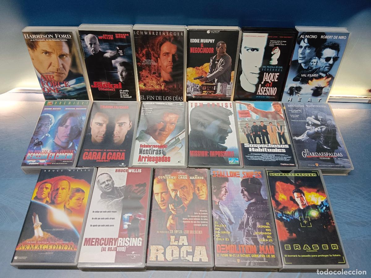 Cine: 17 pel&iacute;culas acci&oacute;n, suspense, a&ntilde;os 90 VHS, buen estado