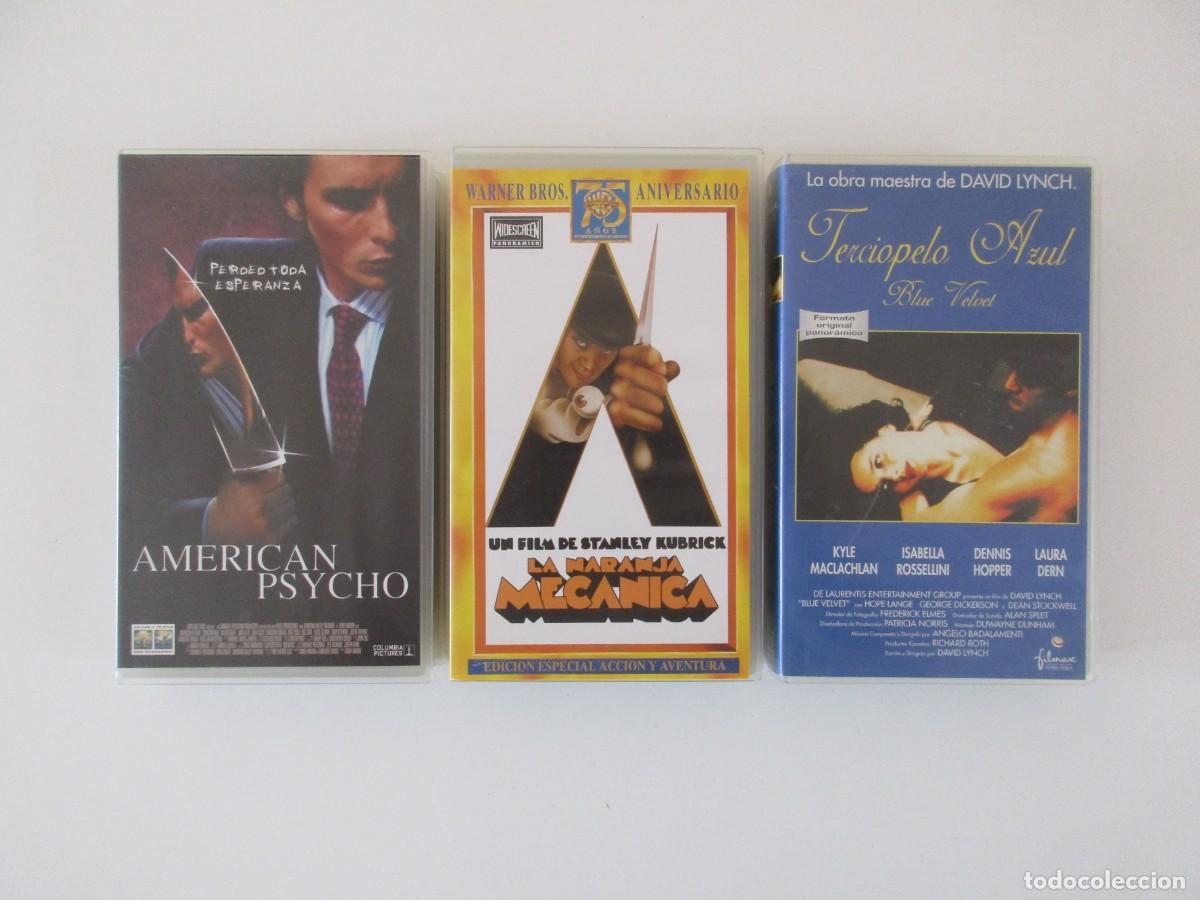Cinema: LOTE 3 VHS - AMERICAN PSYCHO - LA NARANJA MEC&Aacute;NICA - TERCIOPELO AZUL