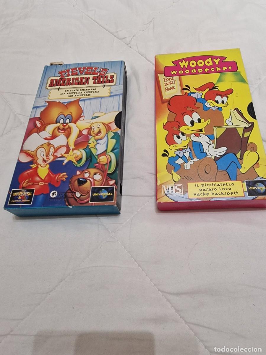 Cin&eacute;ma: Lote 2873. 2 Pel&iacute;culas VHS, de Universal, Fievel&acute;s American Tails y Woody woodpecker