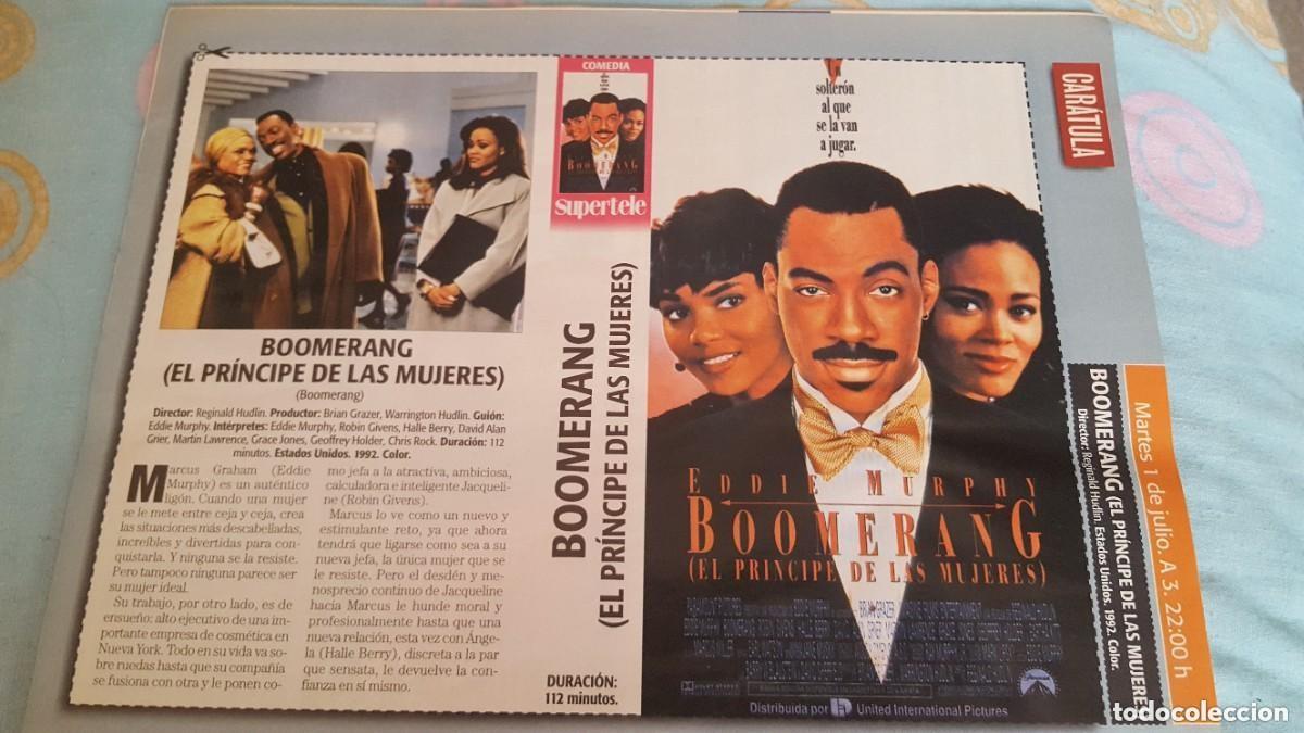 Cine: Car&aacute;tula/cartel de cine/recorte. Pel&iacute;cula Boomerang, con Eddie Murphy. V&aacute;lida para VHS.