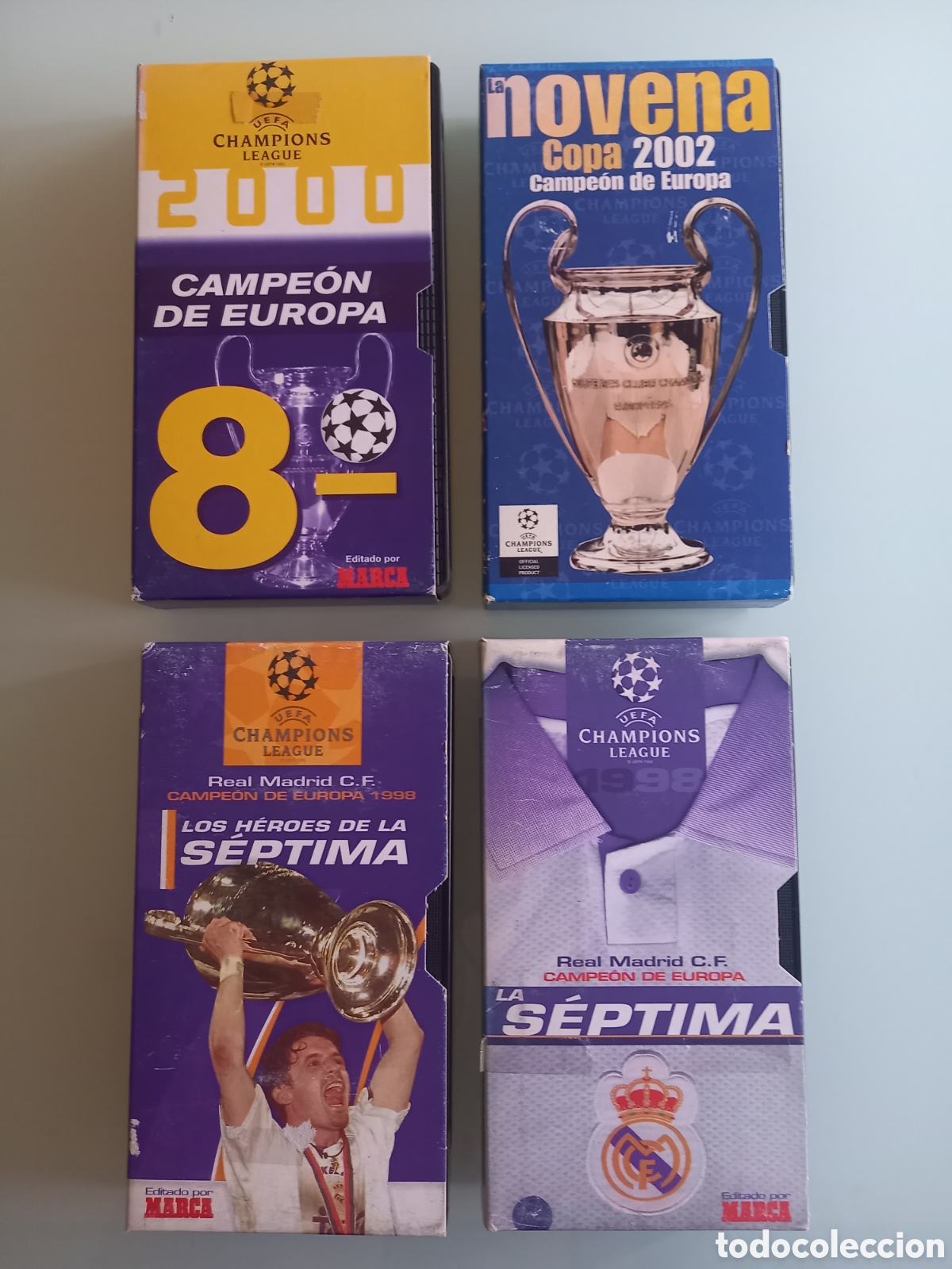 Cine: Lote 4 Cintas VHS Real Madrid - Campe&oacute;n de Europa (La S&eacute;ptima, Octava y Novena) - Editado por MARCA