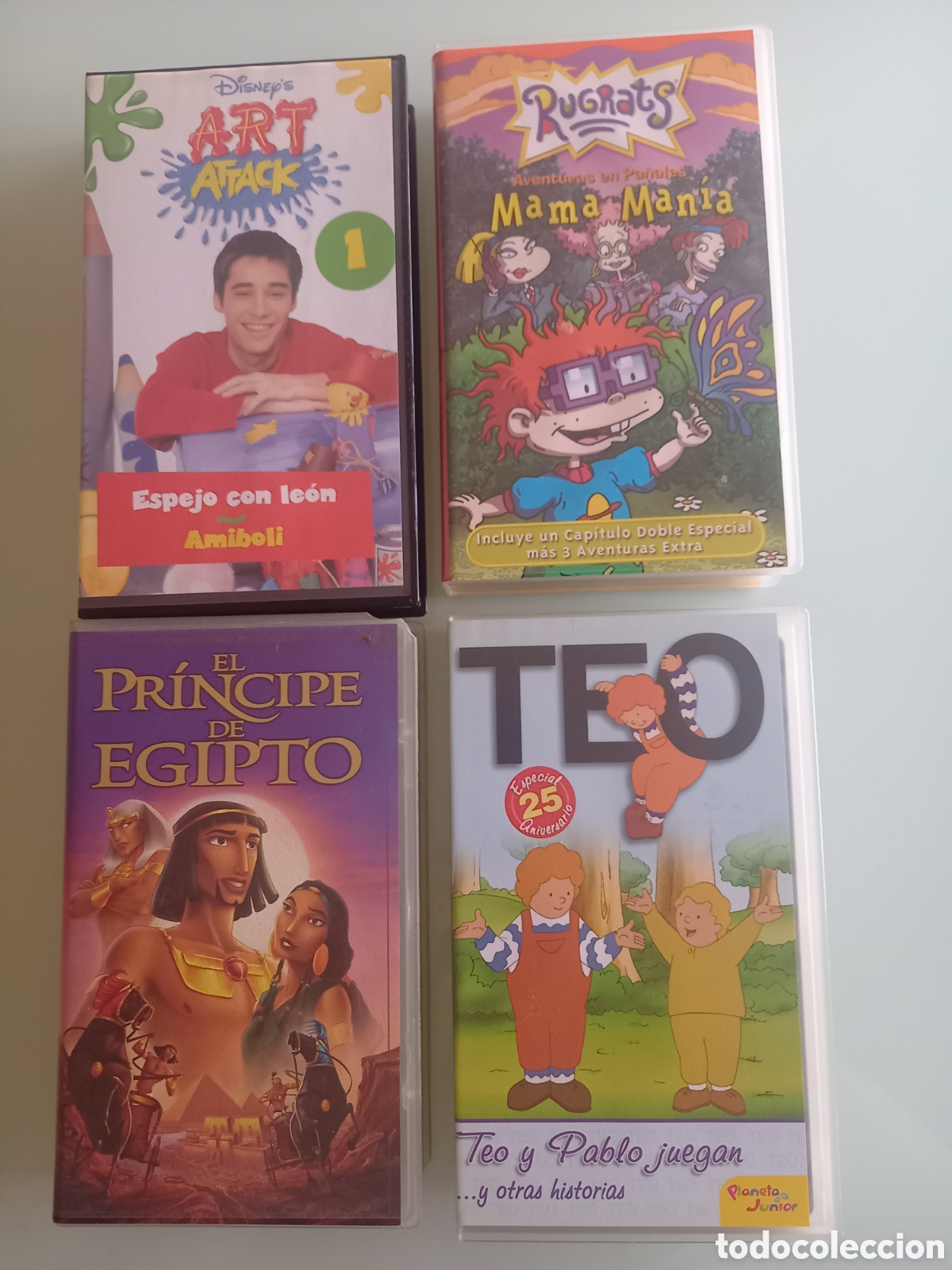 Cine: Lote 4 Cintas VHS Infantiles (El Pr&iacute;ncipe de Egipto, Teo, Rugrats y Art Attack