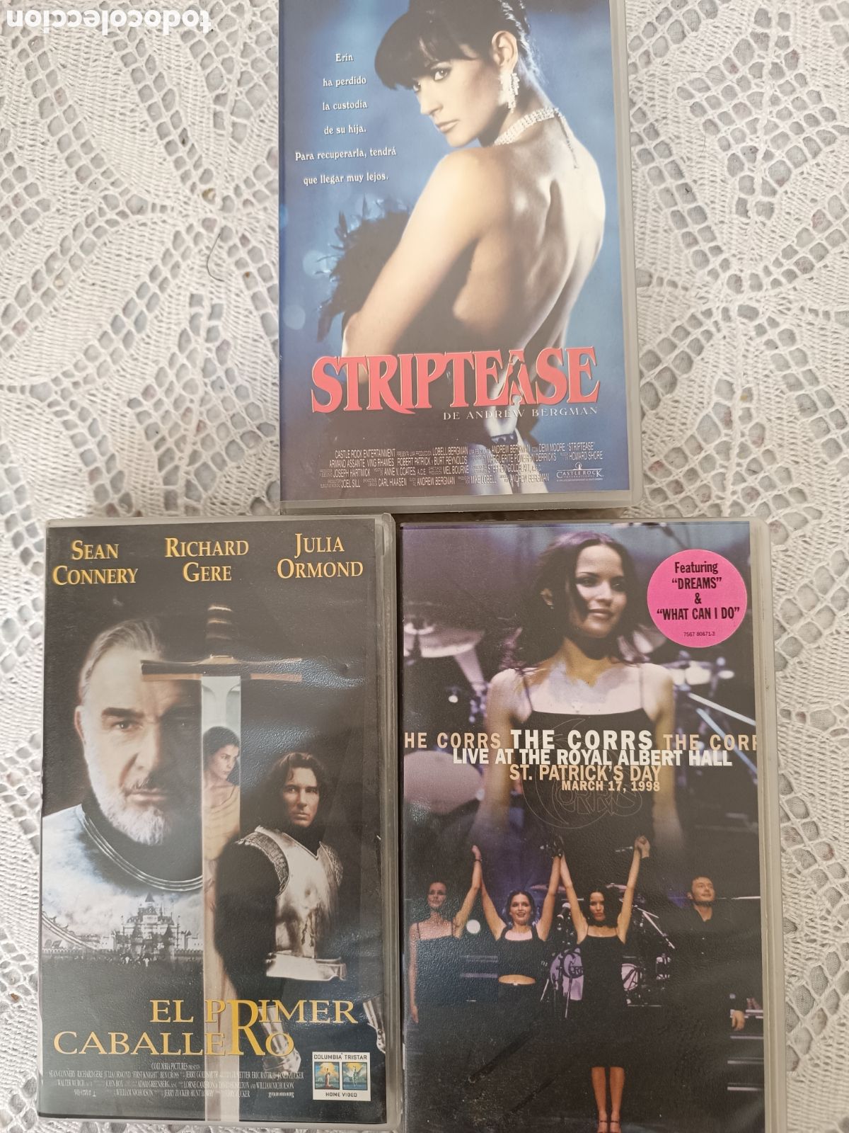 Cine: Lote 3 cintas VHS, the corrs, striptease, el primer caballero