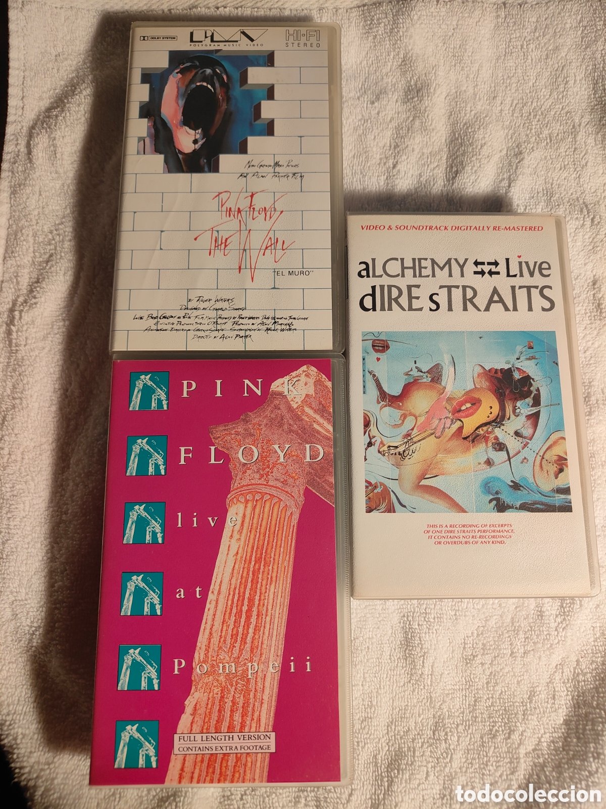 Cine: Lote 3 Pel&iacute;culas VHS M&uacute;sica Rock: Pink Floyd (The Wall + Live at Pompeii) y Dire Straits