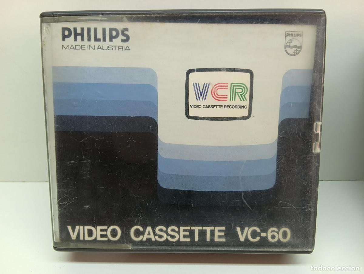 Cine: Cinta de v&iacute;deo antigua Philips VC-60 - Sistema VCR original a&ntilde;os 70 - Made in Austria