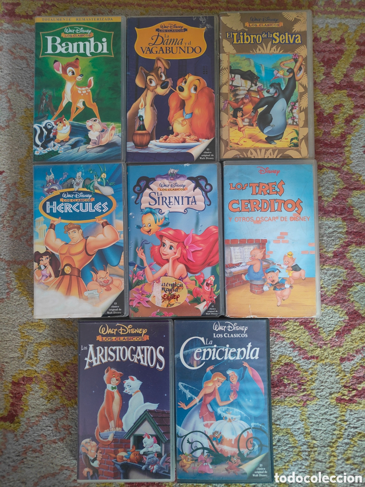 Cine: Superpack 8 Pel&iacute;culas VHS Cl&aacute;sicos de Animaci&oacute;n Disney (Bambi, Sirenita, Cenicienta, Aristogatos...)