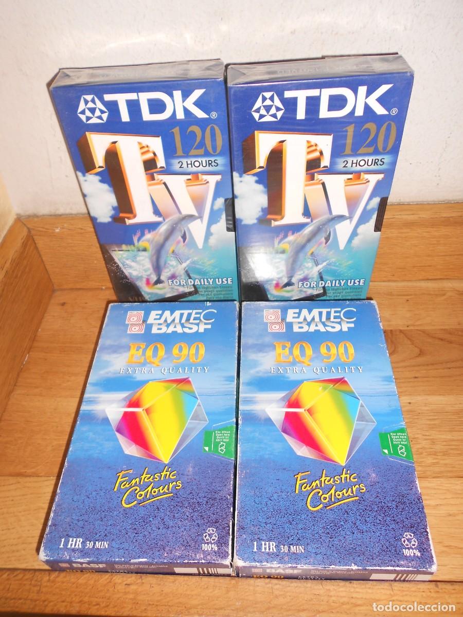 Cine: LOTE 4 CINTAS VHS VIRGENES para GRABAR : 2 BASF 90 EQ + 2 TDK 120 TV - TODAS NUEVAS PRECINTADAS