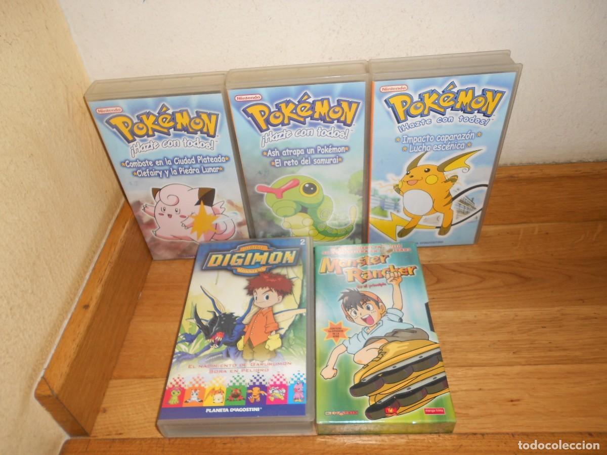 Cine: LOTE 5 VHS de ANIME / MANGA : 3 de POKEMON / 1 de DIGIMON / 1 de MONSTER RANCHER