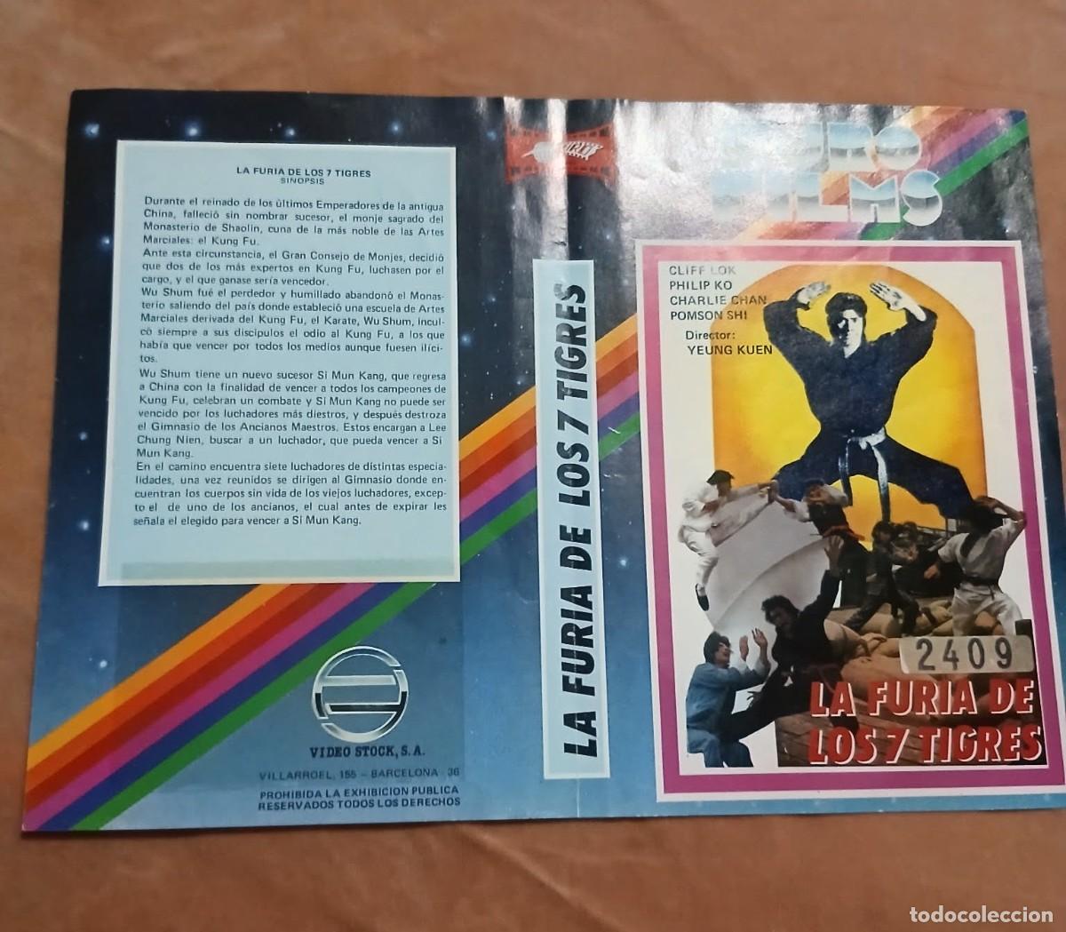 Cine: Car&aacute;tula Original Vhs/Beta (a&ntilde;os 80) &bull;La furia de los 7 tigres &bull; Artes Marciales