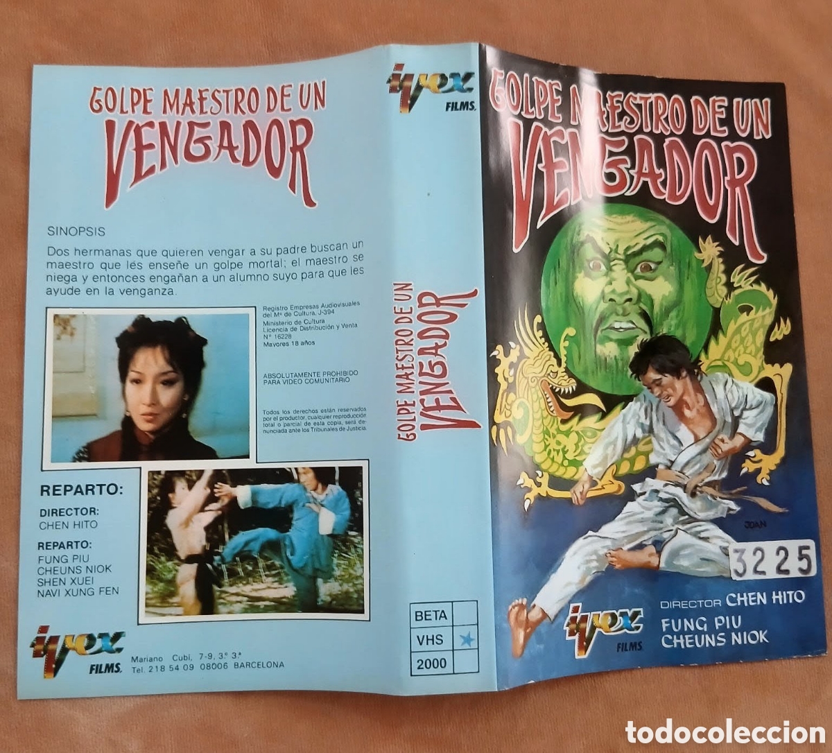 Cine: Car&aacute;tula Original Vhs/Beta (a&ntilde;os 80) &bull; Golpe Maestro de un Vengador &bull; Artes Marciales