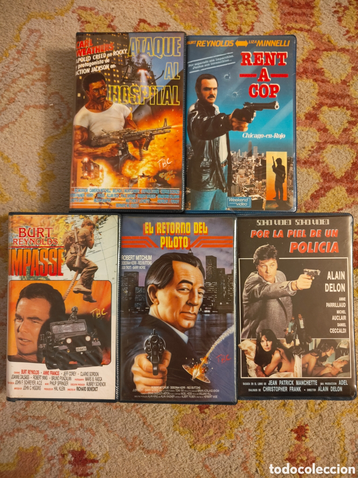 Cine: Lote 5 Cintas VHS Cine de Acci&oacute;n / Thriller 80s (Burt Reynolds, Alain Delon, Carl Weathers)