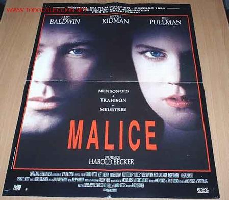 Cinema: MALICIA.NICOL KIDMAN.1993.MALICE. Alec Baldwin, Nicole Kidman, Bill Pullman.