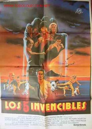 Cin&eacute;ma: Poster Cartel de Cine: LOS 5 INVENCIBLES. CB Films, 70X100 cm, 1984