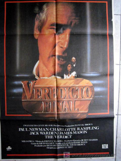 Cine: POSTER DE LA PELICULA DE PAUL NEWMAN  VEREDICTO FINAL - Foto 1