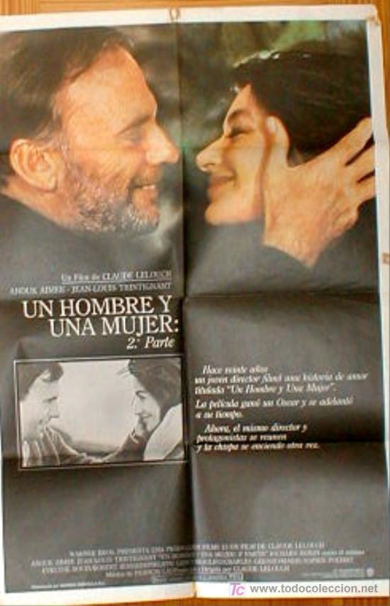 Cin&eacute;ma: CARTEL DE CINE.. UN HOMBRE Y UNA MUJER 2&ordf; PARTE.. 1986..ENVIO GRATIS..