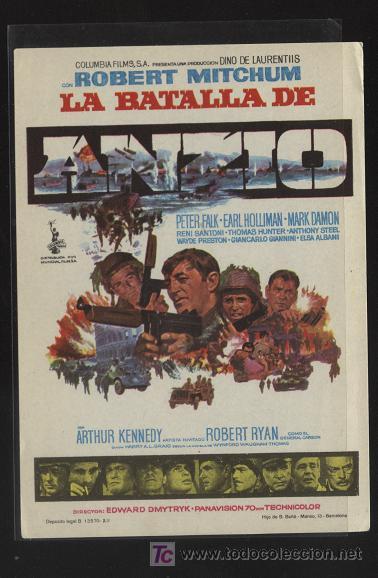 Cine: cartel de cine - la batalla de anzio (tama&ntilde;o 14 cm. X 10 cm. )
