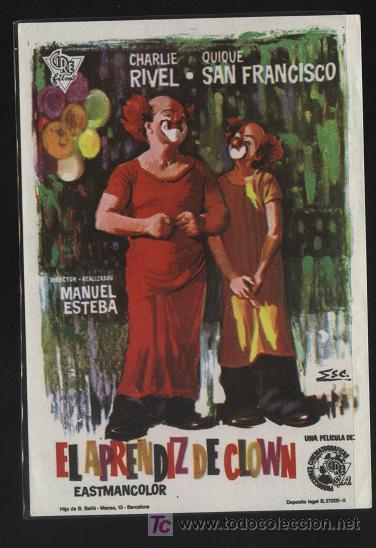 Cine: cartel de cine - el aprendiz de clown (tama&ntilde;o 14 cm. X 10 cm. )