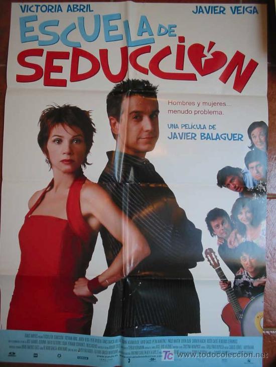 Cine: Poster: ESCUELA DE SEDUCCION, 70x100cm. Victoria Abril, Javier Veiga. Dir Javier Balaguer