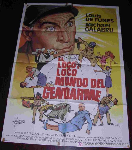 Cin&eacute;ma: POSTER ORIGINAL 70x100 aprox - EL LOCO, LOCO MUNDO DEL GENDARME - LOUIS DE FUNES