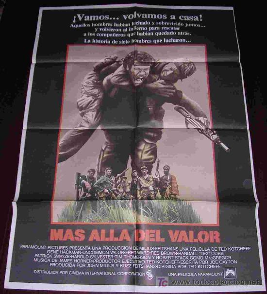 Cin&eacute;ma: POSTER ORIGINAL 70x100 aprox - MAS ALLA DEL VALOR - GENE HACKMAN y ROBERT STACK