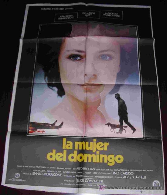 Cin&eacute;ma: POSTER ORIGINAL 70x100 aprox - LA MUJER DEL DOMINGO - JACQUELINE BISSET y MARCELLO MASTROIANNI