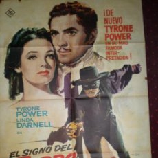 Cine: EL SIGNO DEL ZORRO CARTEL ORIGINAL DE 1963) TYRONE POWER . Lote 15930258