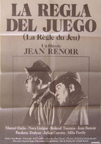 Cin&eacute;ma: LA REGLA DEL JUEGO R&Egrave;GLE DU JEU  JEAN RENOIR Nora Gregor Marcel Dalio POSTER