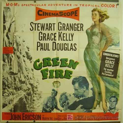 Cinema: VX74D FUEGO VERDE GRACE KELLY STEWART GRANGER POSTER ORIGINAL 6 hojas AMERICANO 210X210