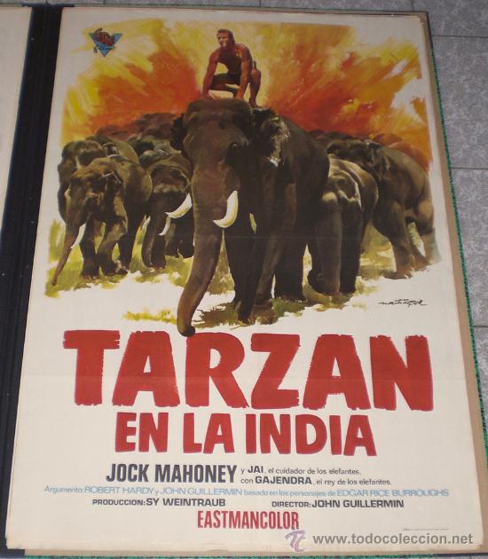 Cinema: TARZAN EN LA INDIA - 1973 - DE JOHN GUILLERMIN CON JOCK MAHONEY - POSTER ORIGINAL - ESTRENO