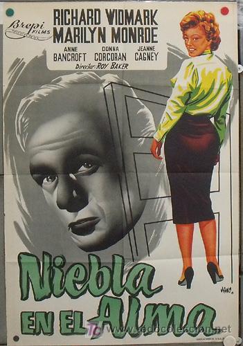 Cinéma: KY65 NIEBLA EN EL ALMA MARILYN MONROE RICHARD WIDMARK POSTER ORIGINAL 70X100 LITOGRAFIA