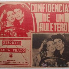 Cine: CARTEL LOBBY CARD MEXICANO CONFIDENCIAS DE UN RULETERO RESORTES LILIA PRADO ALEJANDRO GALINDO 1949