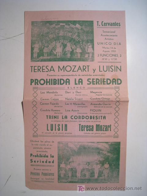 Cinema: CARTEL TEATRO CERVANTES - PROHIBIDA LA SERIEDAD 1951
