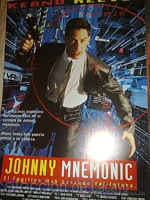 Cinema: AFICHE O CARTEL JOHNNY MNEMMINI POSTER CARTULINA 20 X 30 CMTS.CON SINOPSIS Y FICHAS TRASERASONIC