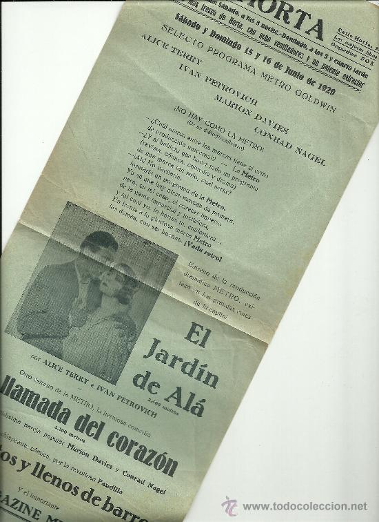 Cinema: CINE HORTA  1929 NO HAY COMO LA METRO EL JARDIN DE ALA LA LLAMADA DEL CORAZON