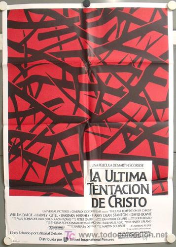 Kino: MV95 LA ULTIMA TENTACION DE CRISTO SCORSESE DAFOE KEITEL POSTER ORIGINAL ESPA&Ntilde;OL 70X100 ESTRENO