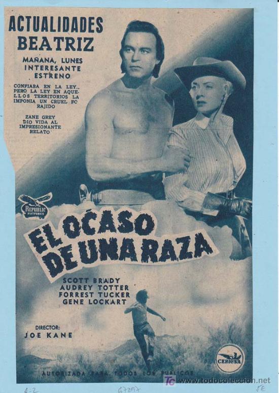 Cin&eacute;ma: EL OCASO DE UNA RAZA. Publicidad original de Prensa