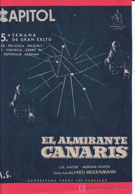Cin&eacute;ma: EL ALMIRANTE CANARIS. Publicidad original de Prensa
