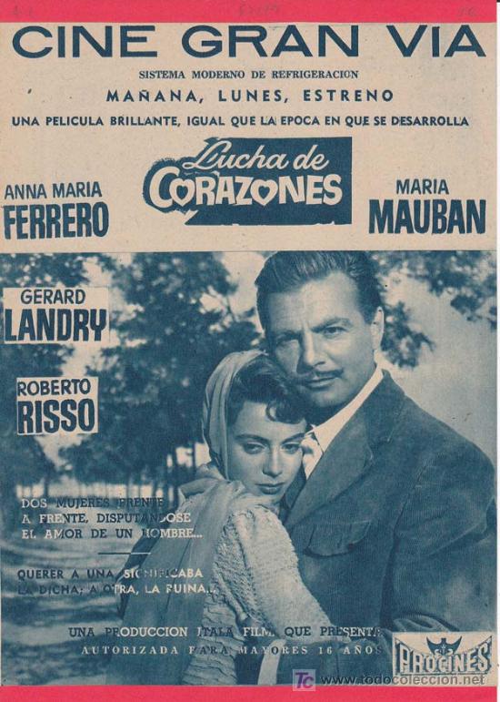 Cin&eacute;ma: LUCHA DE CORAZONES. Publicidad original de Prensa