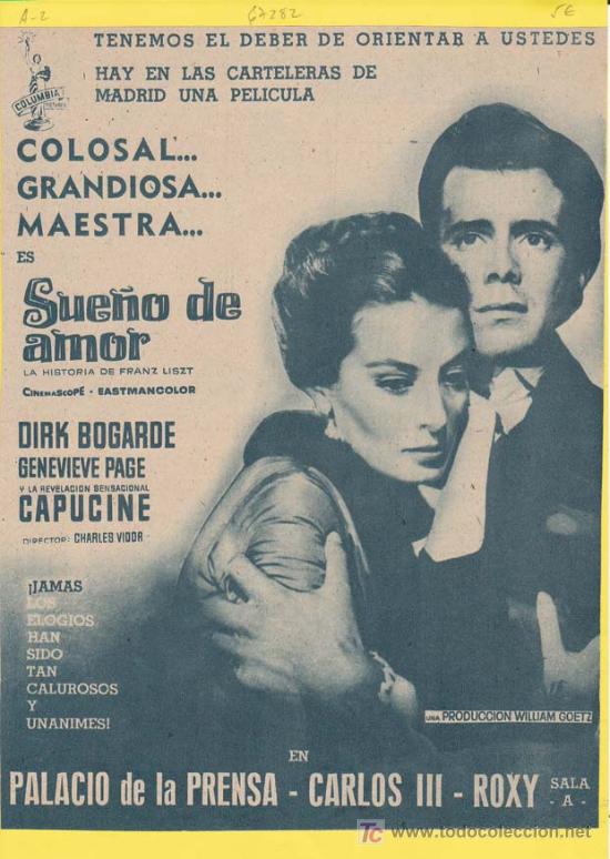 Cinema: SUE&Ntilde;O DE AMOR. Publicidad original de Prensa