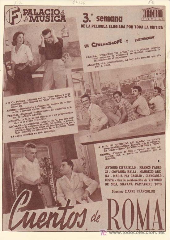 Cin&eacute;ma: CUENTOS DE ROMA. Publicidad original de Prensa