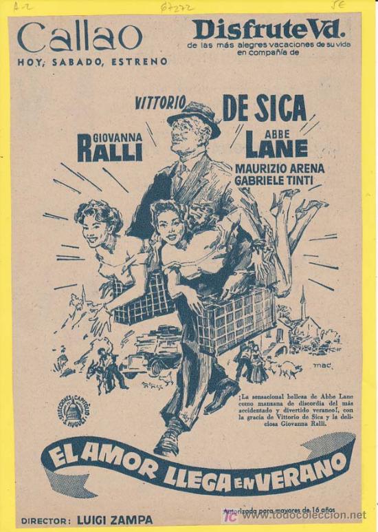 Cin&eacute;ma: EL AMOR LLEGA EN VERANO. Publicidad original de Prensa